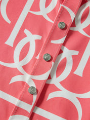Close-up front view of the buttons on the Pink Guava PS of Sweden Valerie Printed Long Sleeve Shirt