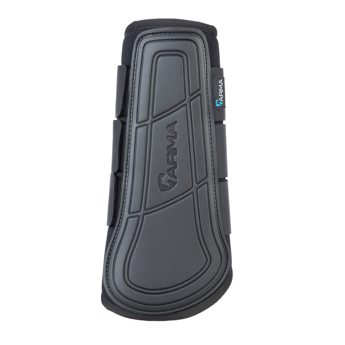 Shires Equestrian ARMA NX-MAX brushing boot in black showing contoured protective panel