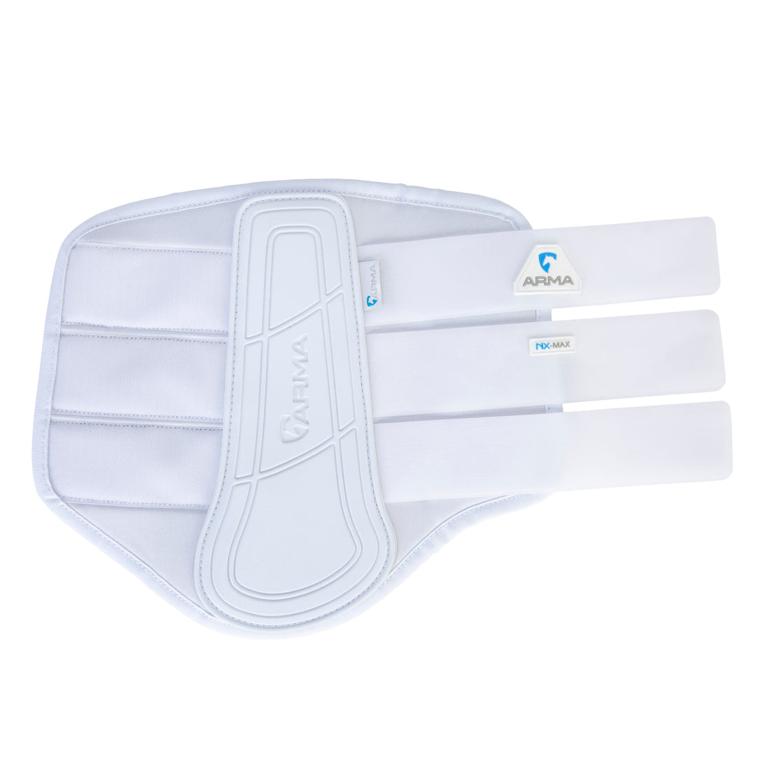 Shires Equestrian ARMA NX-MAX brushing boot in white with three hook-and-loop velcro straps