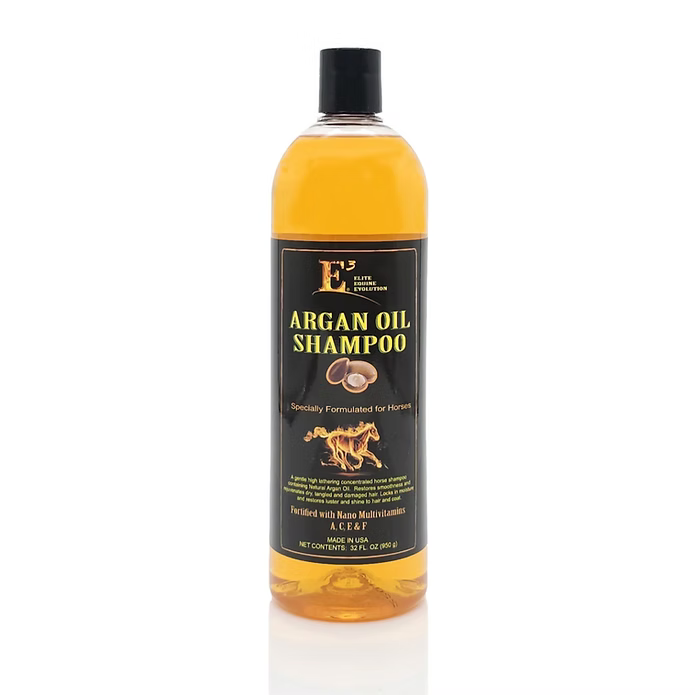 Front view of a 32 oz bottle of E3 Argan Oil Shampoo on a white background