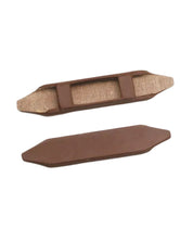 Front and back views of the brown Equi-Essentials Eco-Pure Rubber Curb Chain Guard on a white background