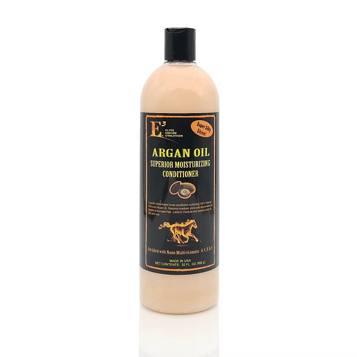Front view of a 32 oz bottle of E3 Argan Oil Conditioner on a white background