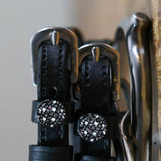 Close-up view of the Disco Ball Mane Jane Spur Straps