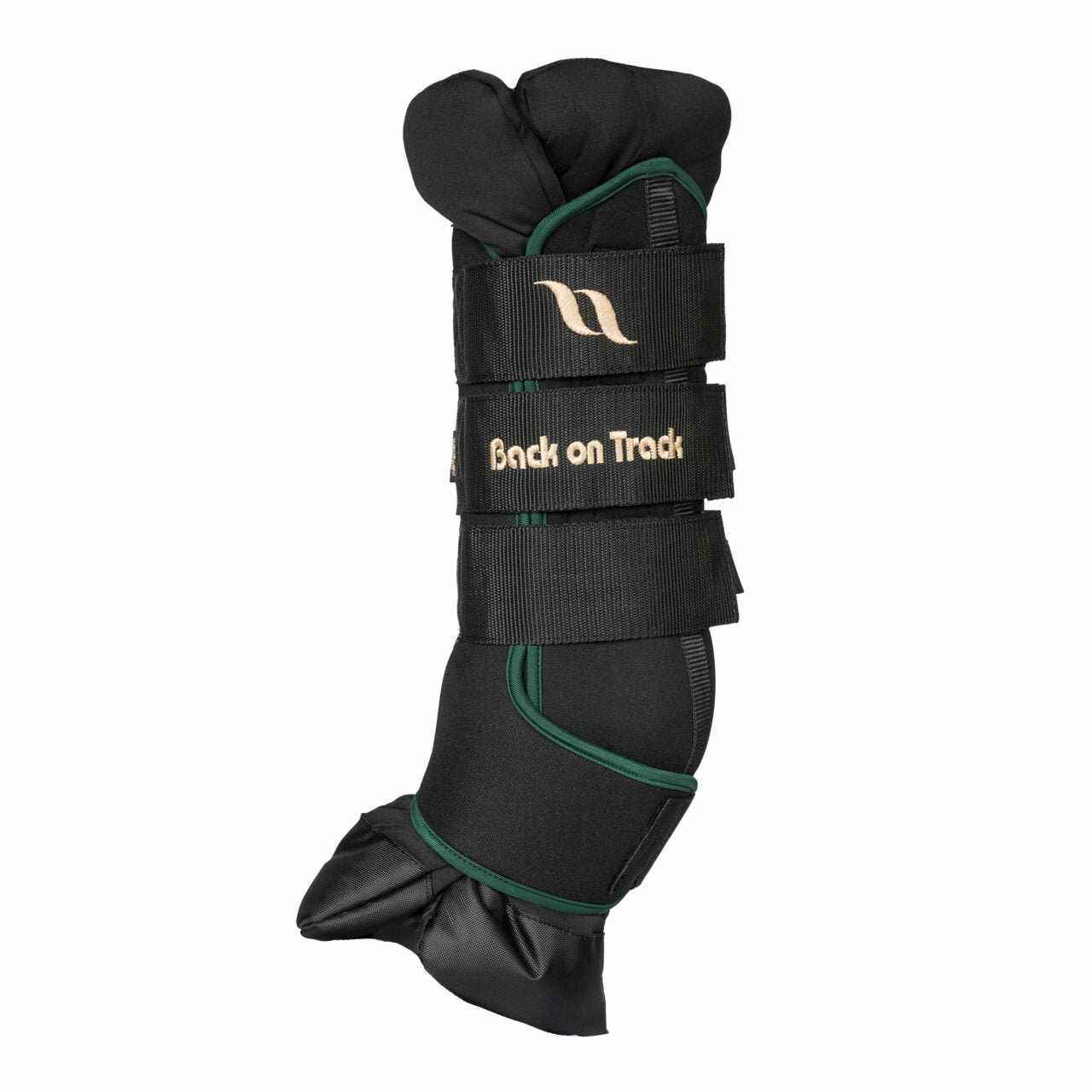 Side view of a green Back On Track Royal Quick Wrap on a white background