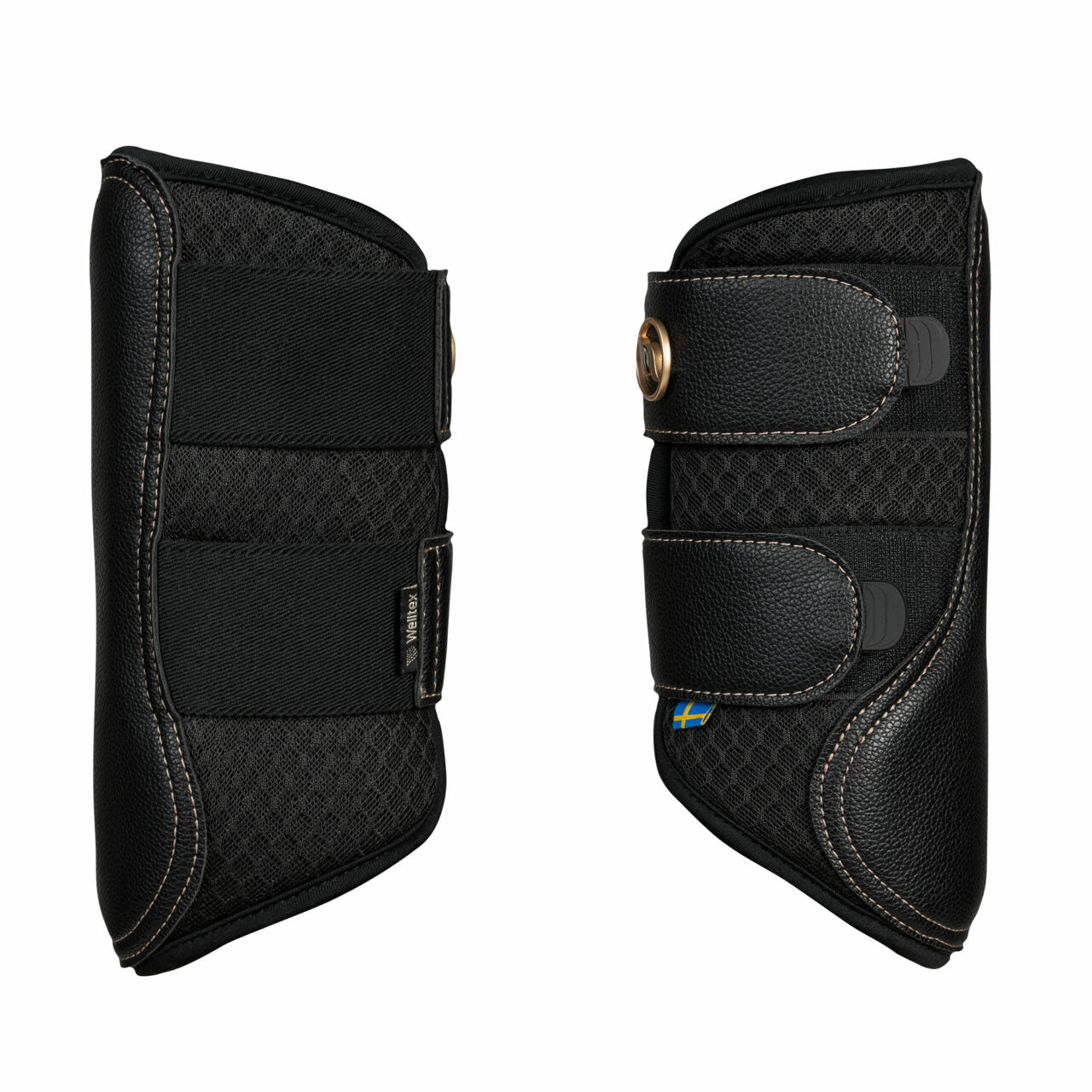 Side-by-side views of the black Back on Track Deep Nights Brush Boots on a white background