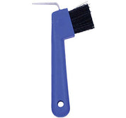 Side view of the blue Hoof Pick With Brush on a white background