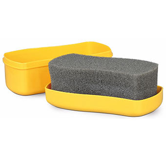 Side view of the Effax Speedy Leather Shine Sponge on a white background
