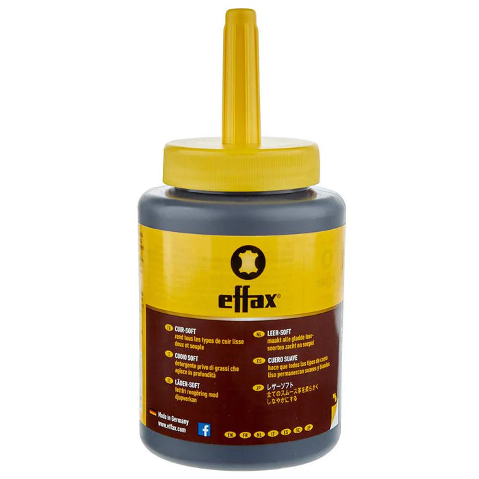 Back view of a jar of Effax Leather-Soft on a white background