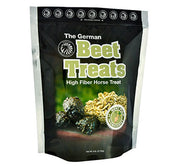 Front view of a 1 lb bag of Equus Magnificus German Beet Treats on a white background