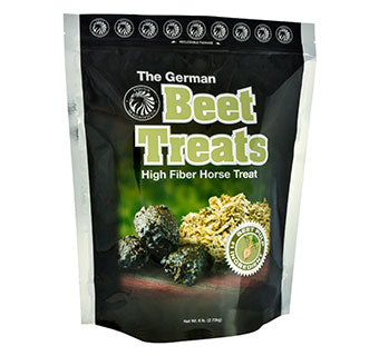 Front view of a 1 lb bag of Equus Magnificus German Beet Treats on a white background