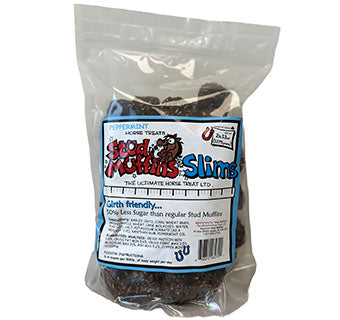 Front view of a 45 oz bag of Stud Muffins Peppermint Slims Horse Treats on a white background