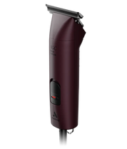 Angled front view of a purple pair of Andis AGC Super 2-Speed Clippers on a white background
