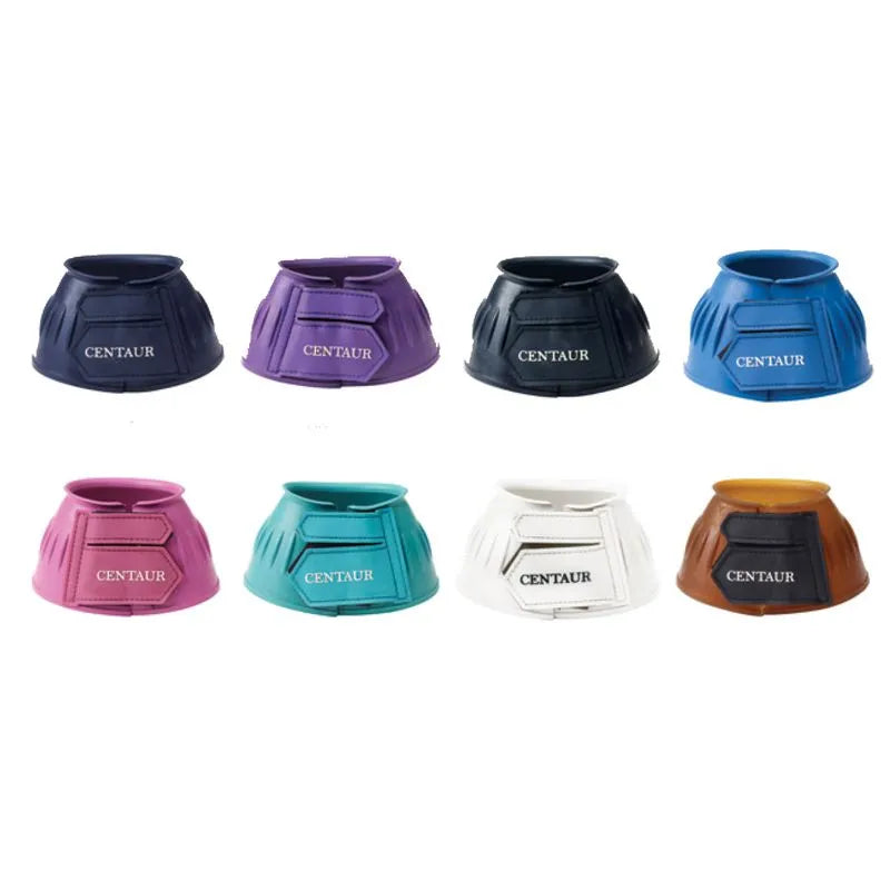 Front view of 8 different colored Centaur EcoPure Ribbed Bell Boot on a plain background