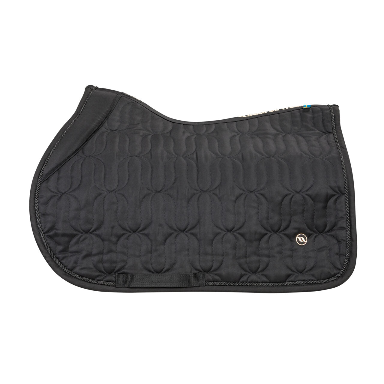 Side view of the black Back on Track Deep Nights All-Purpose Saddle Pad on a white background