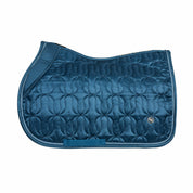 Side view of the blueberry Back on Track Deep Nights All-Purpose Saddle Pad on a white background