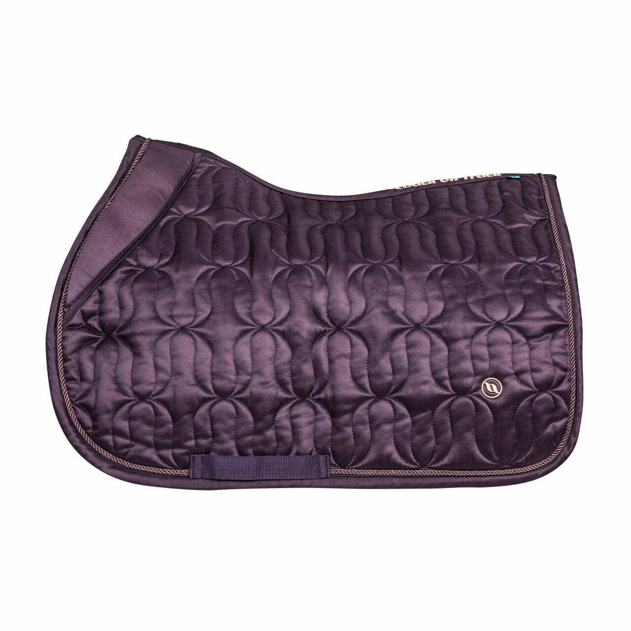 Side view of the plum Back on Track Deep Nights All-Purpose Saddle Pad on a white background