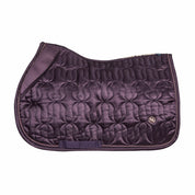 Side view of the plum Back on Track Deep Nights All-Purpose Saddle Pad on a white background
