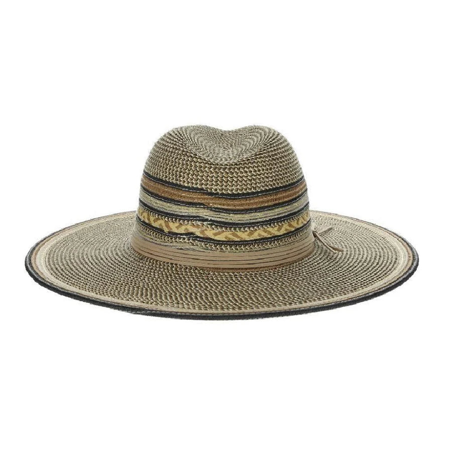 Back view of the multi Dorfman Milano Alento Hat on a white background