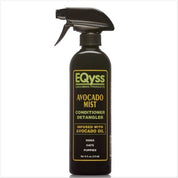 Front view of a 16 oz spray bottle of EQyss Avocado Mist Detangler on a white background