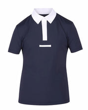 Front view of the navy Aubrion Men's Optima MX Button Show Shirt on a white background