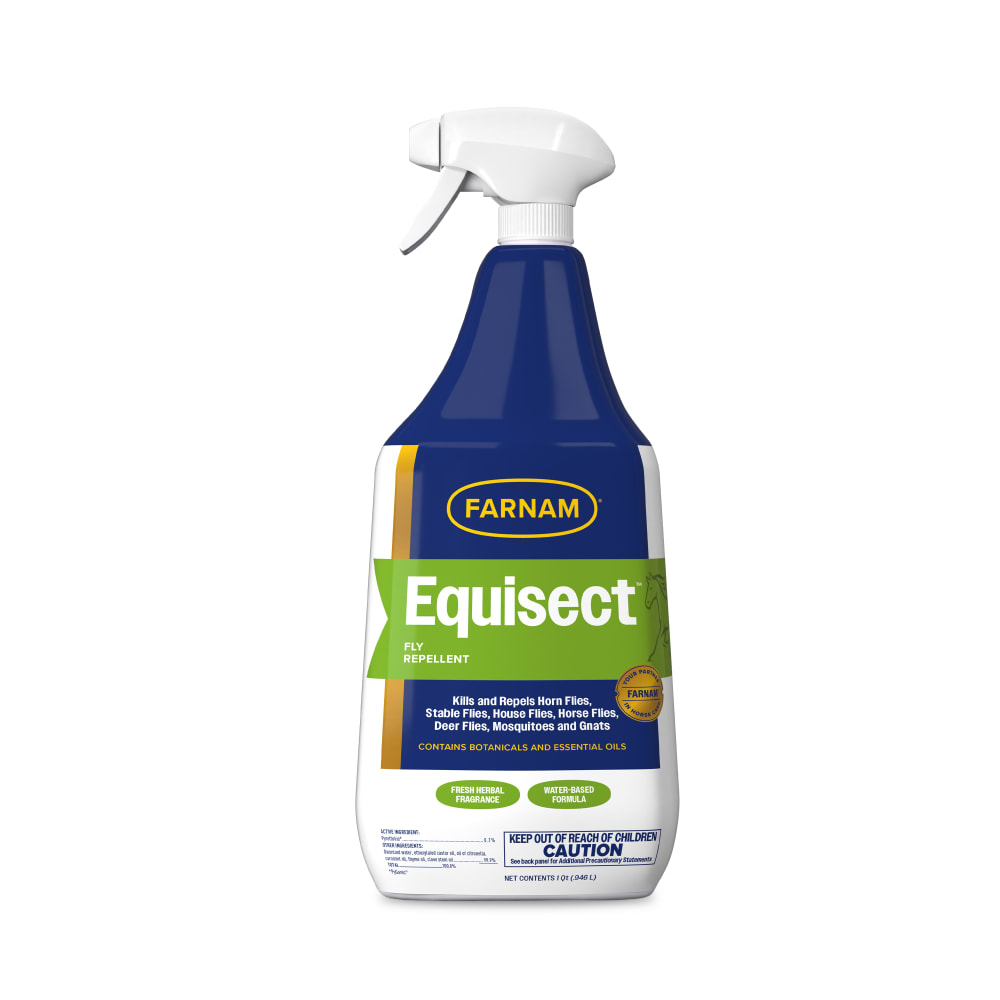 Front view of a 32 oz bottle of Farnam Equisect Fly Repellent on a white background