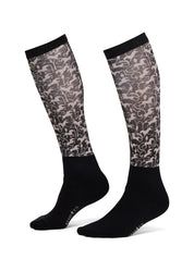 View of a pair of Black Wrought Iron Horses Kerrits Dual Zone Boot Socks on a white background