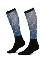 View of a pair of Jasper Horseshoe Honeycomb Kerrits Dual Zone Boot Socks on a white background