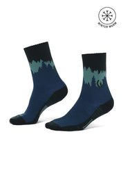 Side views of a pair Nightfall Kerrits Timber Trail Wool Crew Socks on a white background