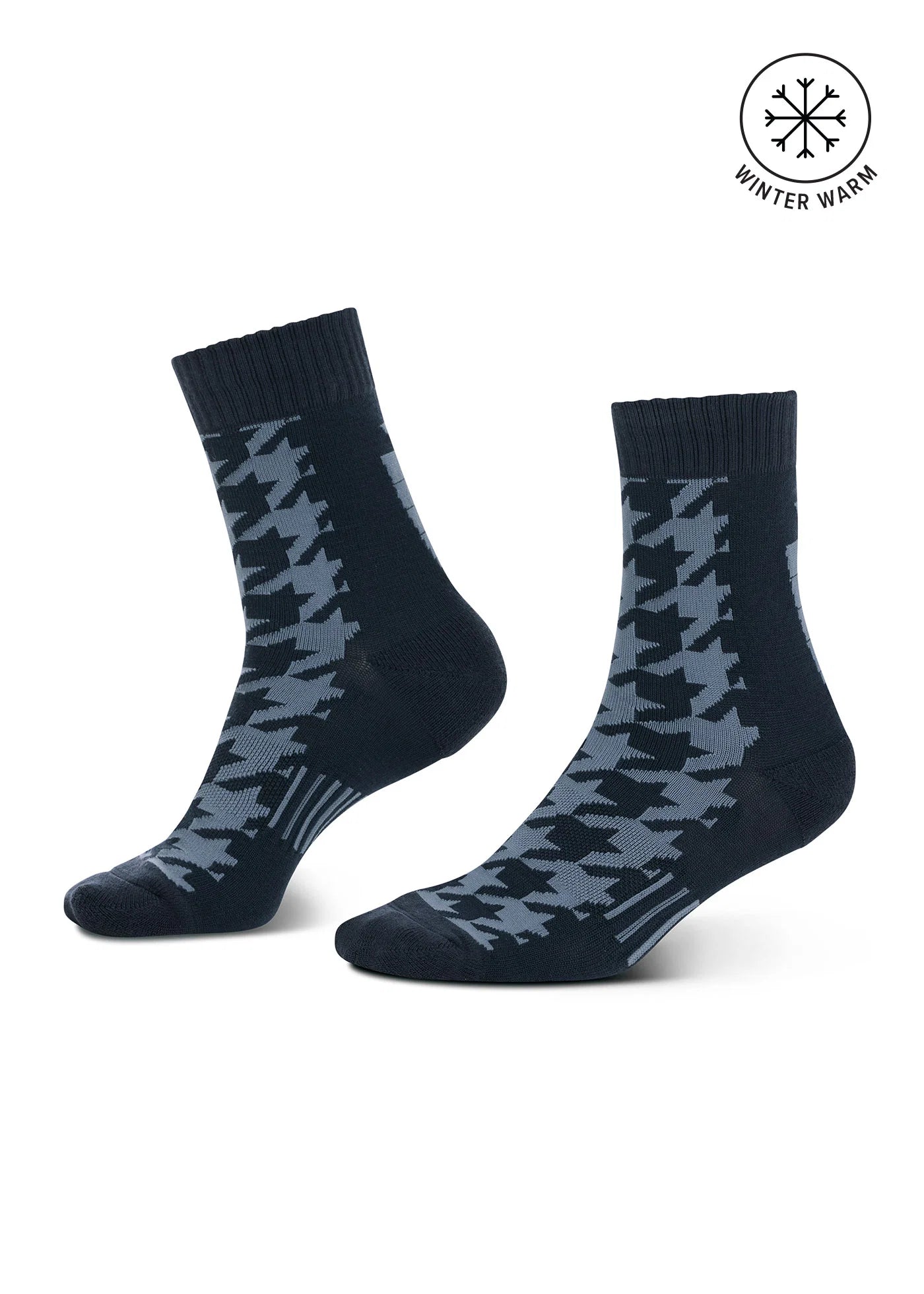Side views of a pair of Nightfall Kerrits Houndstooth Wool Paddock Boot Socks on a white background
