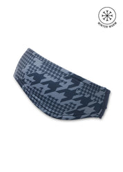 View of the Dusty Blue Houndstooth Kerrits Traverse Fleece Headband on a white background