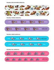 Front and back views of all the designs of the Lettia Thelwell Nail File on a white background