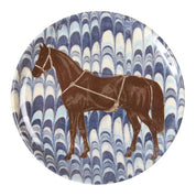 View of the blue ThomasPaul Equus Marble Coaster on a white background