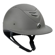Angled front view of the matte gray One K MIPS CCS Avance Wide Brim Helmet on a white background