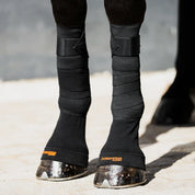 Front view of a horse wearing a pair of black Incrediwear Circulation Hoof Socks