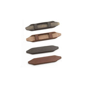 Front and back views of both the brown and black Equi-Essentials Eco-Pure Rubber Curb Chain Guard on white background