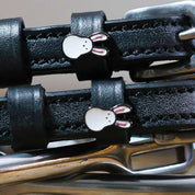 Close-up view of the buckled Bunny Hop Mane Jane Spur Straps
