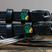 Close-up view of Dumpster Fire Mane Jane Spur Straps