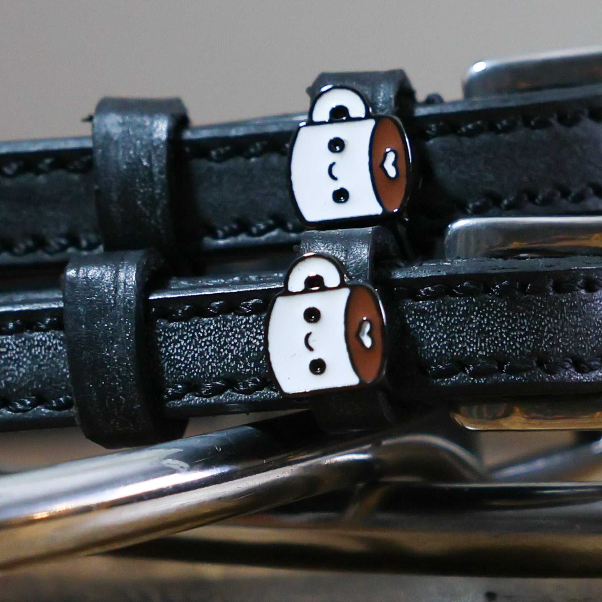 Close-up view of the buckled Coffee Mane Jane Spur Straps