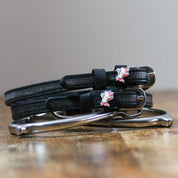 View of the Phat Unicorn Mane Jane Spur Straps on a wooden surface