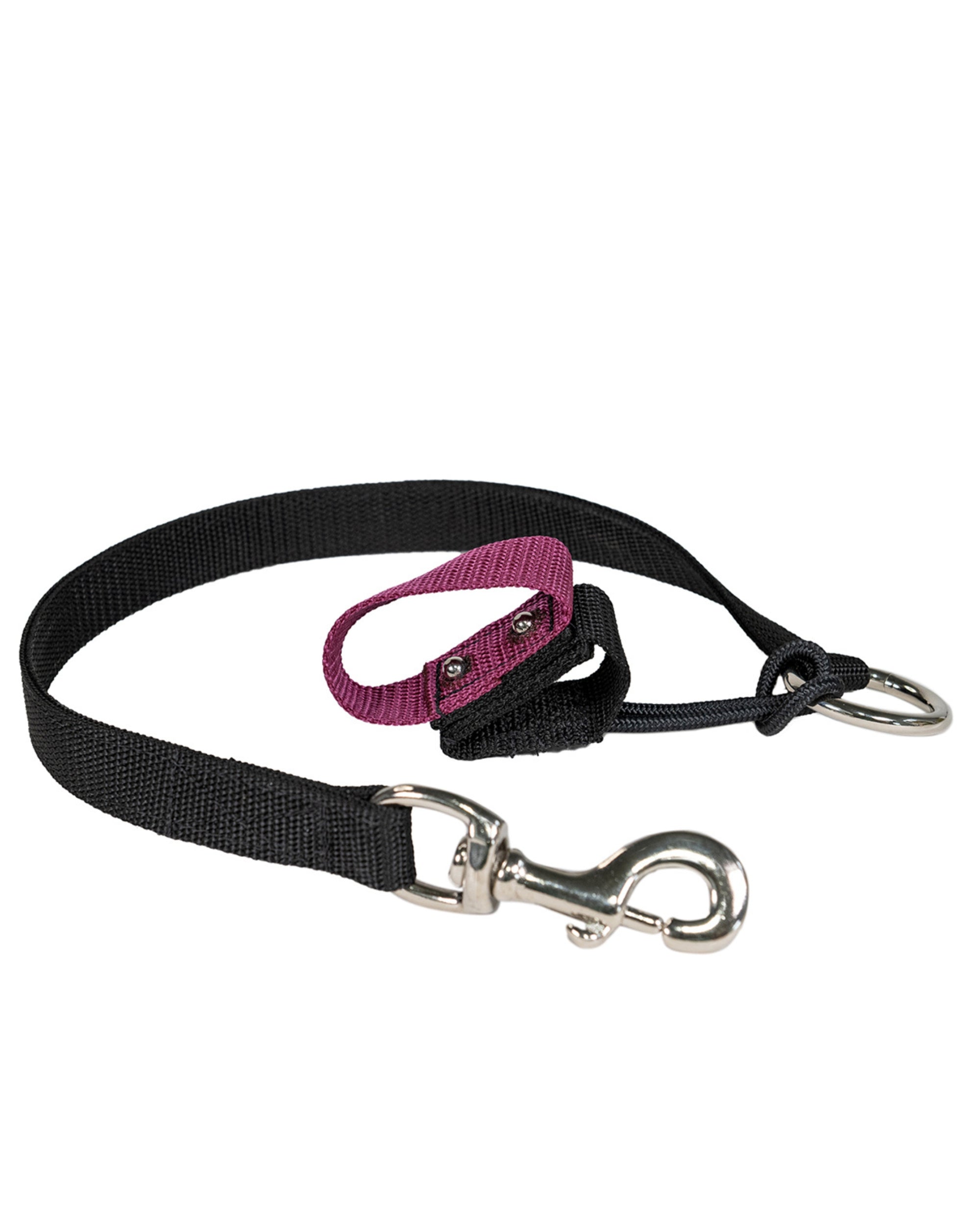 Full view of the maroon Nunn Finer Rapid Release Trailer Tie on a white background