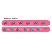 Side-by-side front and back views of the pink Fall Lettia Thelwell Nail File on a white background