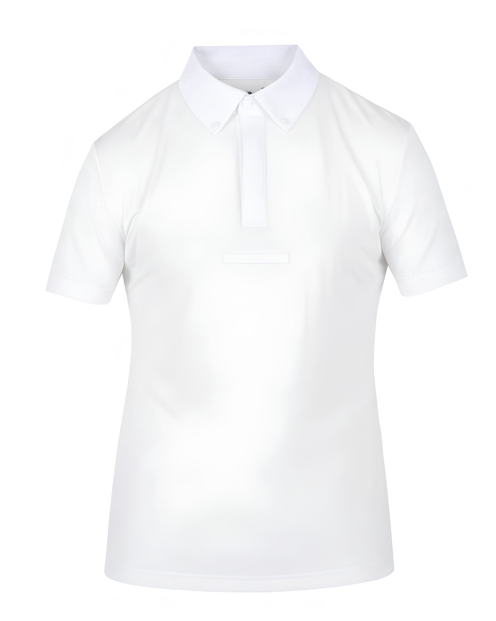 Front view of the white Aubrion Men's Optima MX Button Show Shirt on a white background