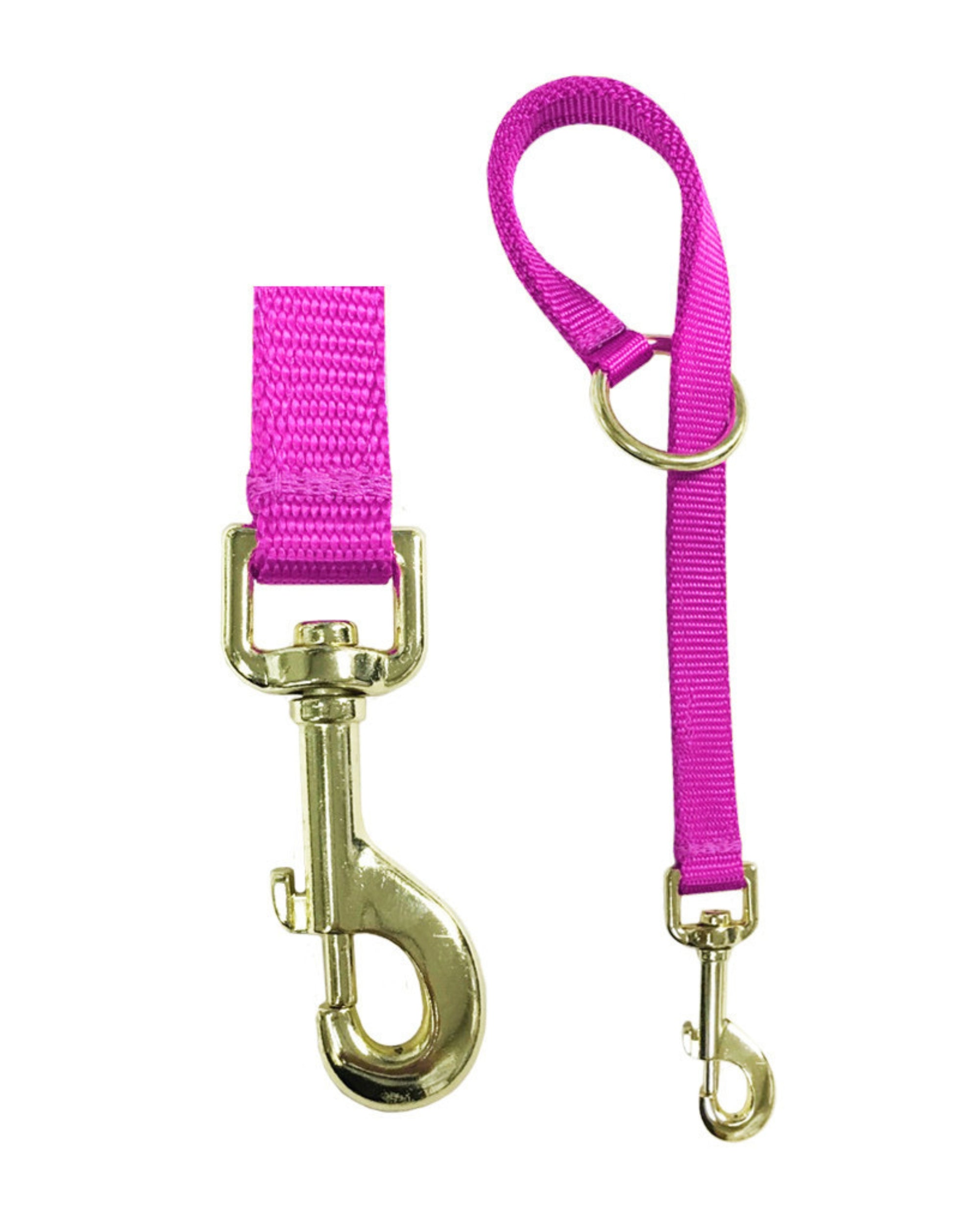 Side-by-side views of the snap and full pink Jacks Nylon Quick Fix Bucket & Utility Strap on a white background