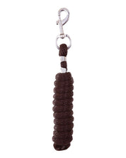 Full view of the brown Premiere Snap Hook Lead Rope on a white background