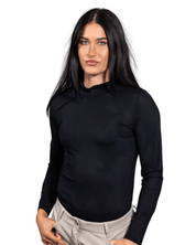 Front view of a model wearing the in Jet Black