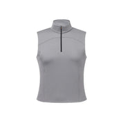Front view of the Dove Kerrits Quarter Zip Performance Sleeveless Top on a white background