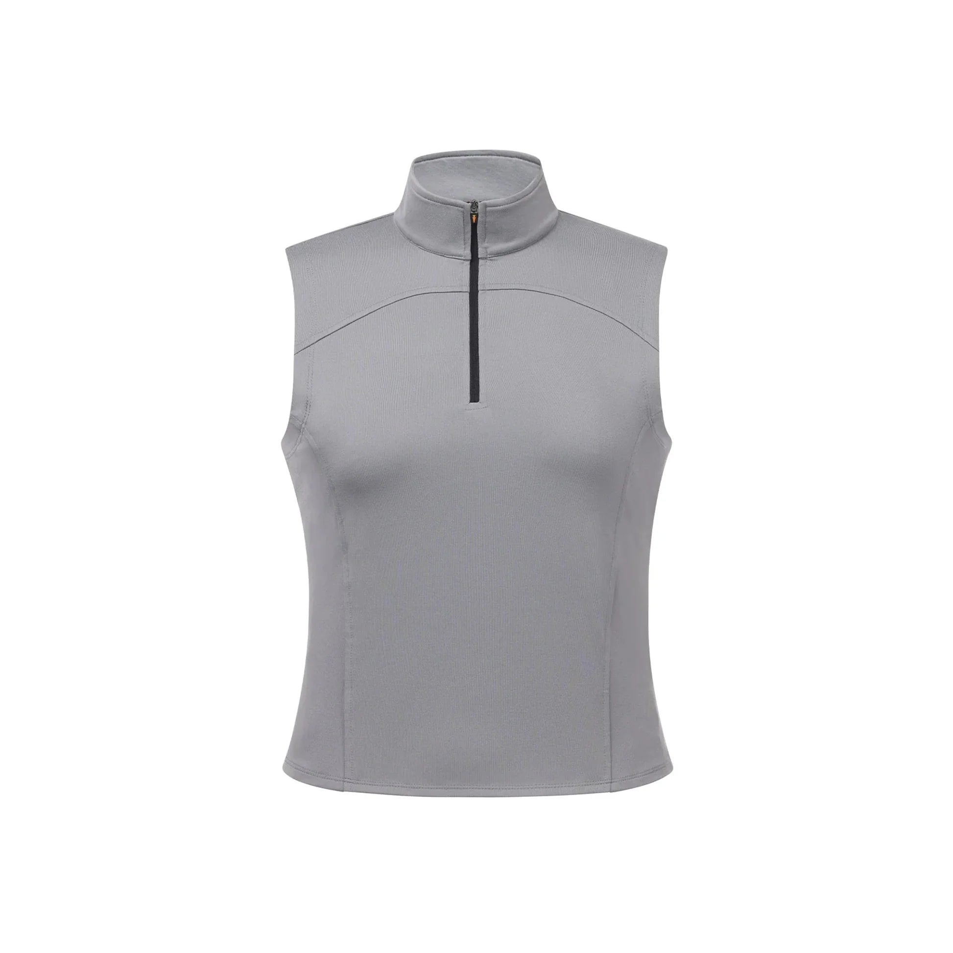 Front view of the Dove Kerrits Quarter Zip Performance Sleeveless Top on a white background