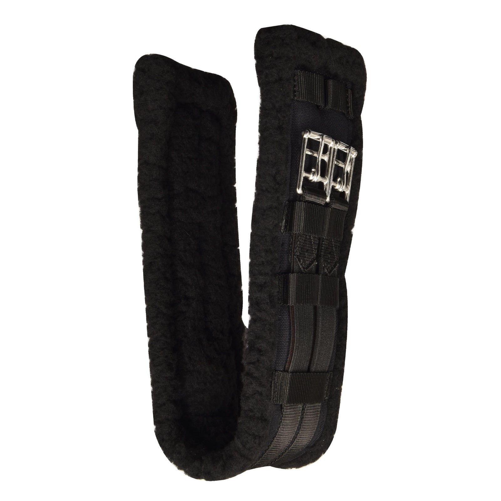 Full view of the Ovation Fleece Equalizer Dressage Girth in Black