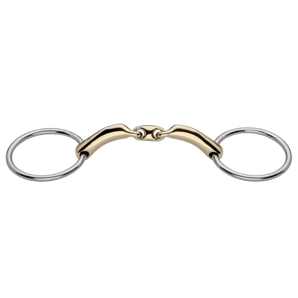 Full view of the Herm Sprenger Novocontact Double Jointed Loose Ring Bit on a white background