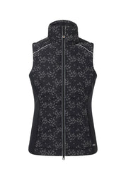 Front view of the Black Happy Herds Kerrits Horse Reflection Quilted Vest on a white background